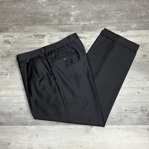 santorelli pleated dress pants SANTORELLI MENS NEW GRAY 100%WOOL PLEATED DRESS PANTS W/CUFFS SIZE:38/31 ITALY